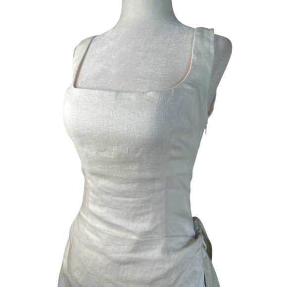 SIR. Jessamine Tie Mini Dress in Ivory 1/S New Womens Linen Tie - Picture 7 of 16